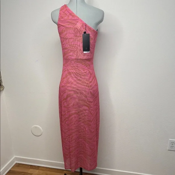 Vix Paula Hermanny Diani Kiana Maxi Cover Up Dress Pink Tiger Print NWT Size S - Picture 10 of 10